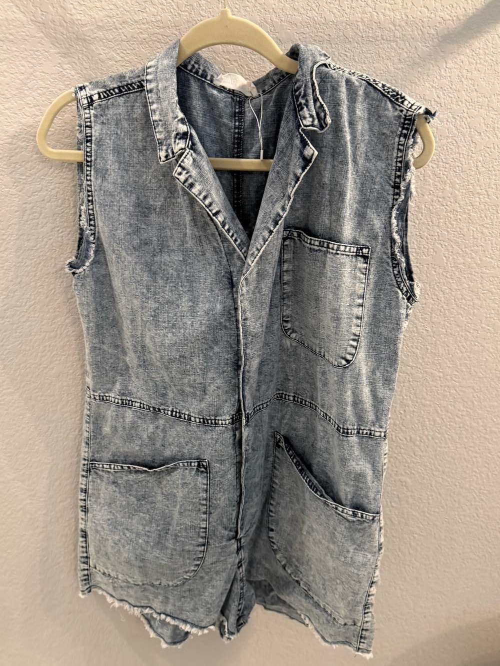 TALULAH Acid Wash Denim Sleeveless Romper